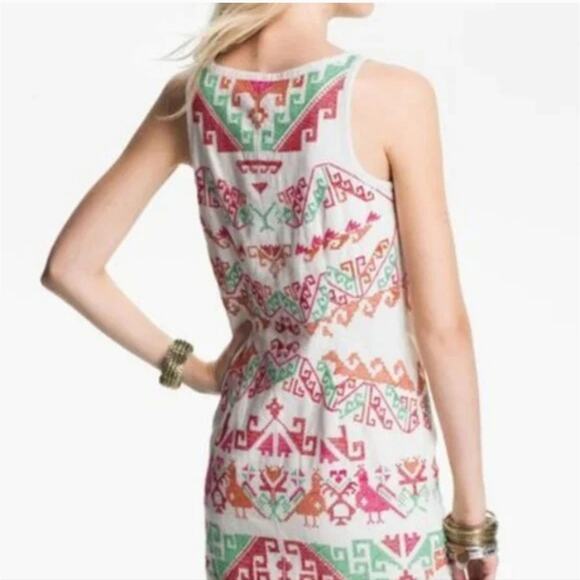 Free People White Andean Embroidered Size 6 Mini Dress - Picture 6 of 8